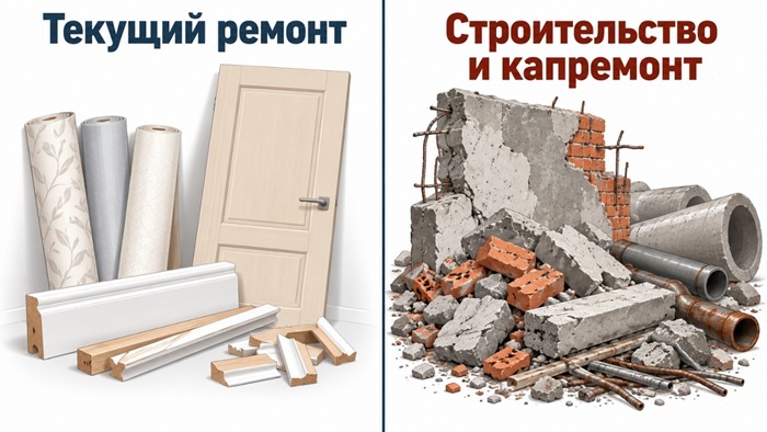 Отходы текущего ремонта жилого помещения и отходы строительства или капитального ремонта вывозят по разным правилам.